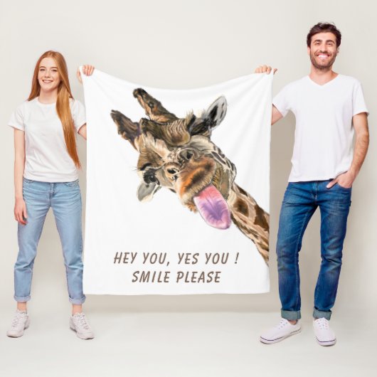 Grappige Giraffe Fleece Deken - aangepaste tekst (In situ)