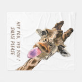 Grappige Giraffe Fleece Deken - aangepaste tekst (Voorkant (Horizontaal))