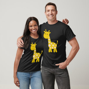 Grappige Giraffe gele bloem flora retro patroon T-shirt
