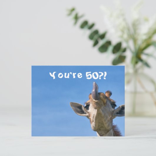 Grappige Giraffe Gelukkig 50e Verjaardag Briefkaart (Staand voorkant)