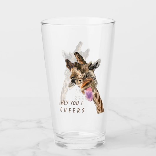Grappige Giraffe Glas Proost - Aangepaste Tekst (Voorkant)