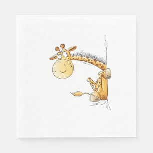Grappige Giraffe Ik Schattige Cartoon Wild Dierenv Servet