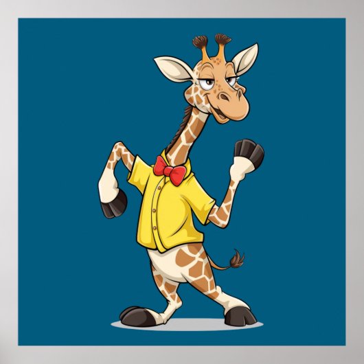 Grappige Giraffe illustratie Poster (Voorkant)