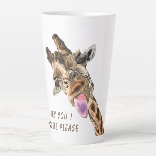 Grappige Giraffe Latte Mok Glimlach - Aangepaste t (Voorkant)