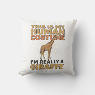 Grappige Giraffe Menselijke Kostuum Vintage Gravur Kussen