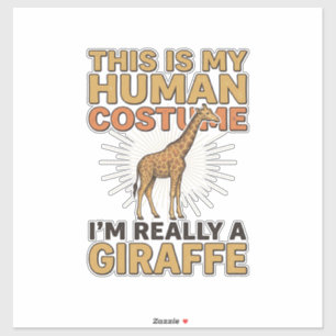 Grappige Giraffe Menselijke Kostuum Vintage Gravur Sticker