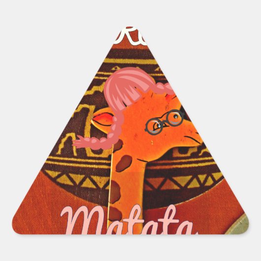 Grappige Giraffe met coole tekst Hakuna Matata Des Driehoek Sticker (Voorkant)