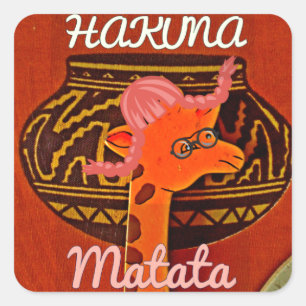 Grappige Giraffe met coole tekst Hakuna Matata Des Vierkante Sticker