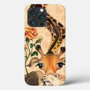 Grappige Giraffe met Roos iPhone Case