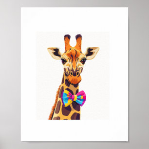 Grappige Giraffe Met Vlinderdas Dieren Humor Poster