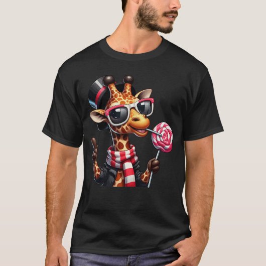 Grappige Giraffe met zonnebril T-shirt (Voorkant)