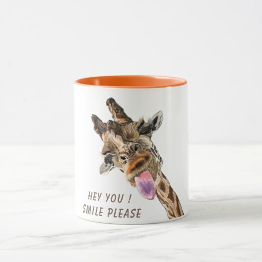 Grappige Giraffe Mok SMile - Aangepaste tekst (Midden)