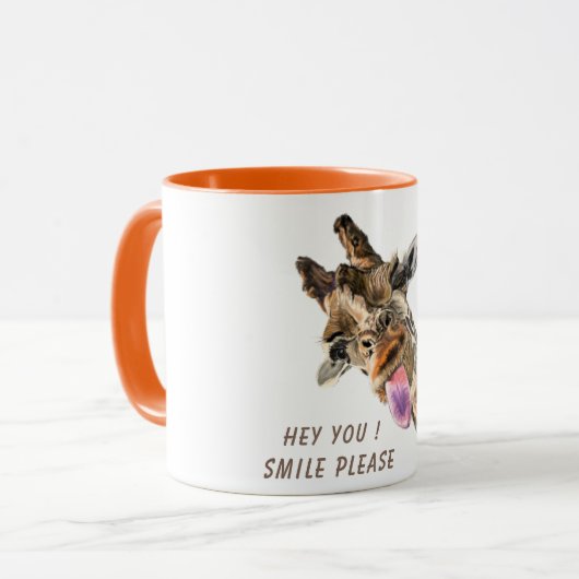 Grappige Giraffe Mok SMile - Aangepaste tekst (Voorkant links)