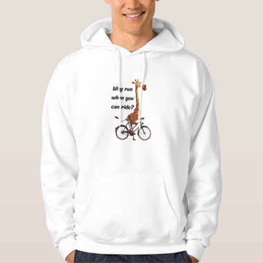 Grappige Giraffe op de fiets Waarom rennen als je Hoodie (Voorkant)