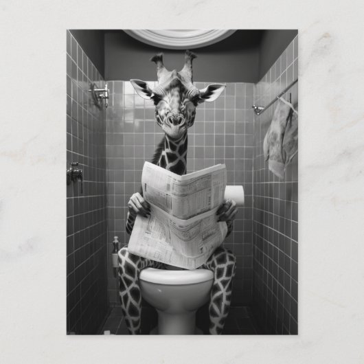 Grappige Giraffe op de WC Briefkaart (Voorkant)