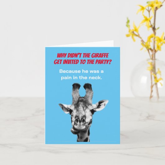 Grappige Giraffe Papa Grap Wenskaart Kaart (Gele Bloem)