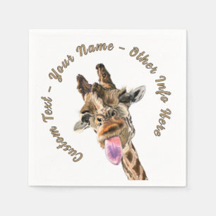 Grappige Giraffe servetten met aangepaste tekst