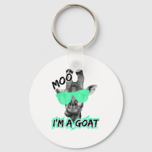 Grappige Giraffe Shirt Moo Ik ben een geit Schatti Sleutelhanger
