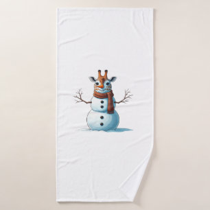 Grappige Giraffe Sneeuwman Sjaal Kerst Vrouwen Man Badhanddoek