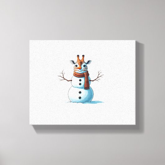 Grappige Giraffe Sneeuwman Sjaal Kerst Vrouwen Man Canvas Afdruk (Voorkant)