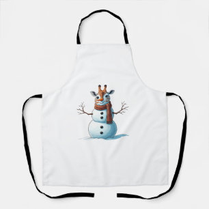 Grappige Giraffe Sneeuwman Sjaal Kerst Vrouwen Man Schort