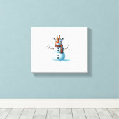 Grappige Giraffe Sneeuwpop Sjaal Kerst Dames Heren Canvas Afdruk (Insitu (Houten vloer))