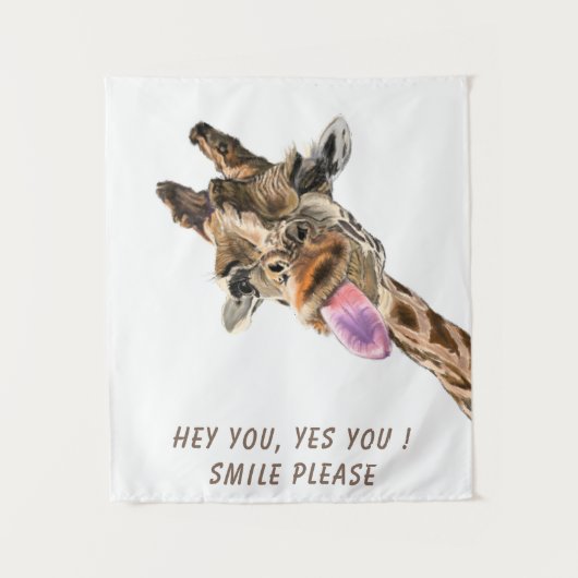 Grappige Giraffe Tapestry - aangepaste tekst Wandkleed (Voorkant)