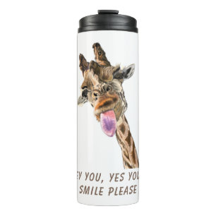 Grappige Giraffe Tong Uit Vangende Thermische Tumb Thermosbeker