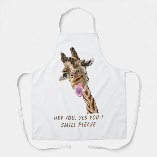 Grappige Giraffe Tongue Out Smile - Aangepaste tek Schort (Voorkant)