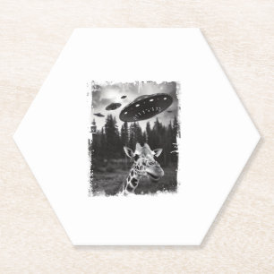 Grappige Giraffe UFO Zoo Animal Weird Meme Graphic Kartonnen Onderzetters