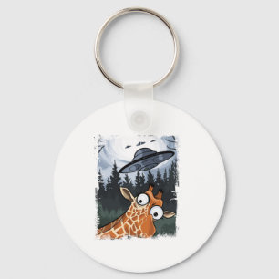 Grappige Giraffe UFO Zoo Animal Weird Meme Graphic Sleutelhanger