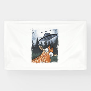 Grappige Giraffe UFO Zoo Animal Weird Meme Graphic Spandoek