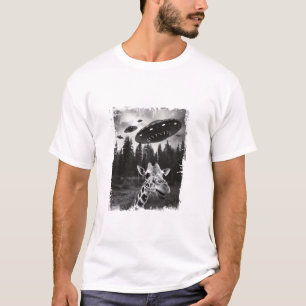 Grappige Giraffe UFO Zoo Animal Weird Meme Graphic T-shirt