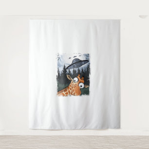 Grappige Giraffe UFO Zoo Animal Weird Meme Graphic Wandkleed