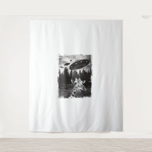 Grappige Giraffe UFO Zoo Animal Weird Meme Graphic Wandkleed