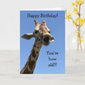 Grappige  Giraffe Verjaardag Kaart (Gele Bloem)