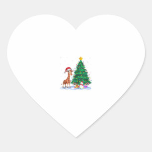 Grappige Giraffe Xmas Tree Lights Rendier Pet Chri Hart Sticker