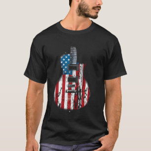 Grappige gitaar Amerikaanse vlag patriottische 4 j T-shirt
