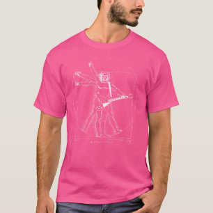 Grappige gitarist Da Vinci Vitruvian Man Musicia T-shirt