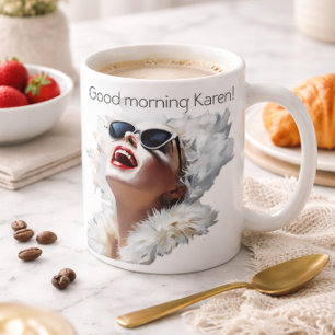 Grappige glamoureuze vrouw gepersonaliseerde ochte koffiemok