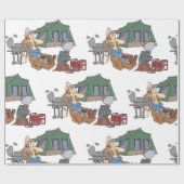 Grappige Glamping Cartoon Luxe Camping Cadeaupapier (Vlak)
