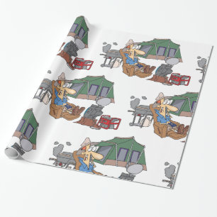 Grappige Glamping Cartoon Luxe Camping Cadeaupapier