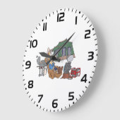 Grappige Glamping Cartoon Luxe Camping Grote Klok (Hoek)