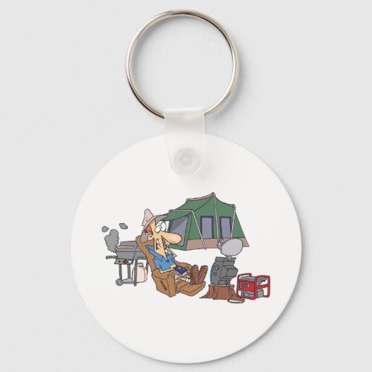 Grappige Glamping Cartoon Luxe Camping Sleutelhanger (Voorkant)