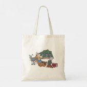 Grappige Glamping Cartoon Luxe Camping Tote Bag (Achterkant)