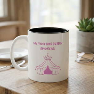 Grappige Glamping Humor Mijn Tent Heeft Betere Voo Tweekleurige Koffiemok
