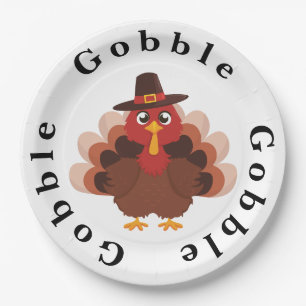 Grappige Gobble Thanksgiving Schattige Minimalisti Papieren Bordje