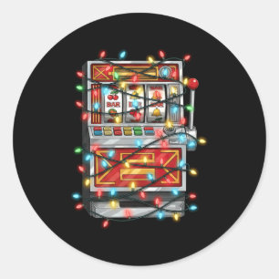 Grappige gokautomaat Kerst grafische lichten liefh Ronde Sticker