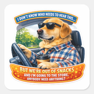 Grappige Golden Retriever Komedie Auto Kunst Meme Vierkante Sticker