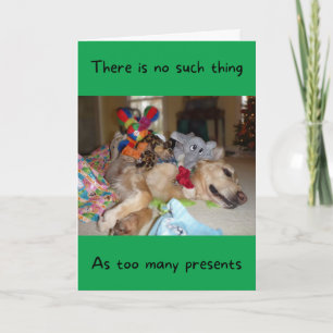 Grappige Golden Retriever met veel speelgoed Kerst Kaart